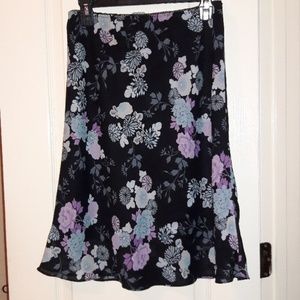 Black Floral Knee-length Skirt (pastel colors)